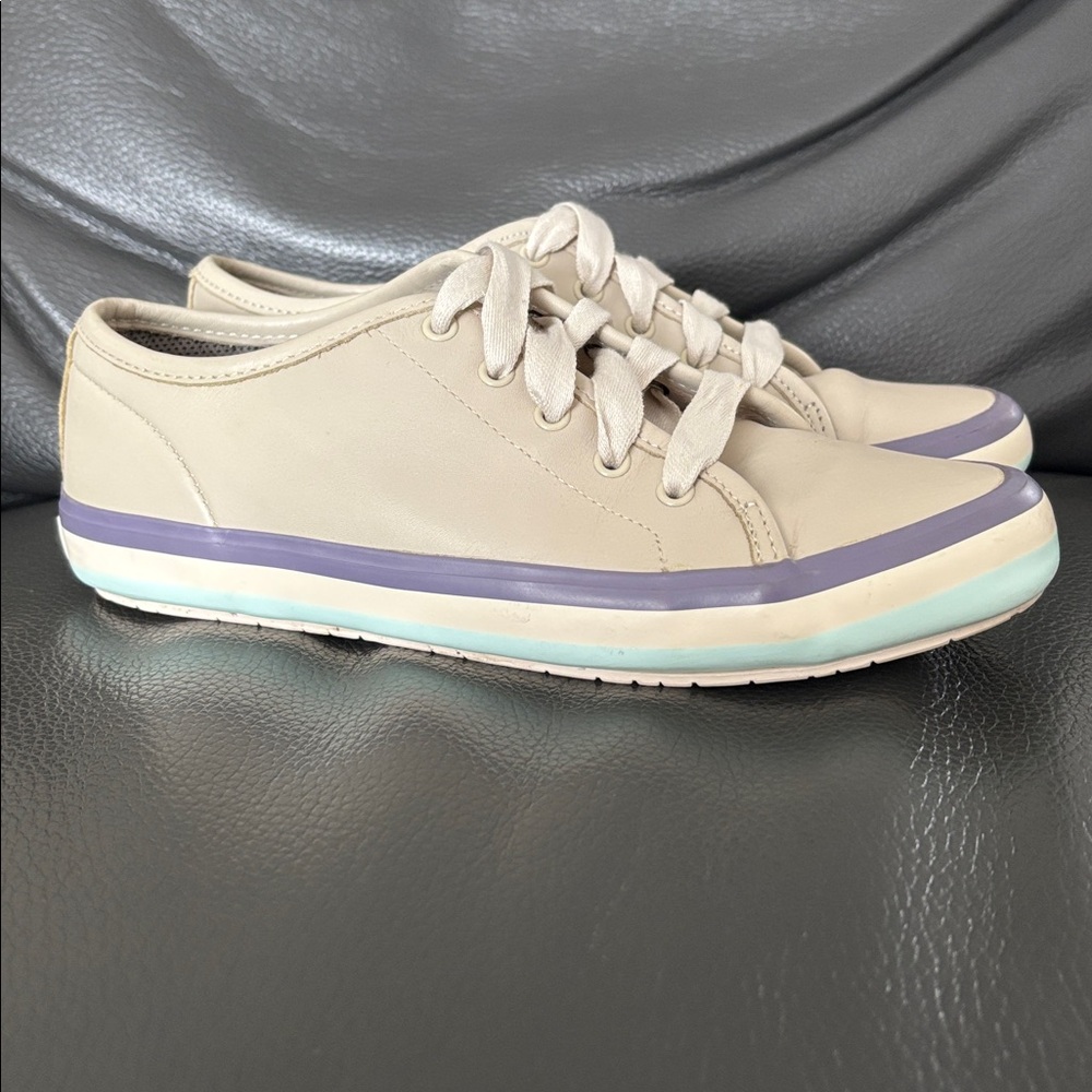 Camper Portol Leather Sneakers in Beige, Purple & Light Blue Size 39